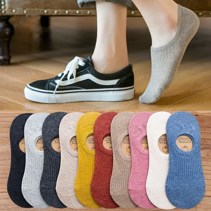 

Women's Socks Striped Invisible Female Shallow Mouth Socks Striped Japanese Solid Color Summer New Thin Low Cut Socks Girls