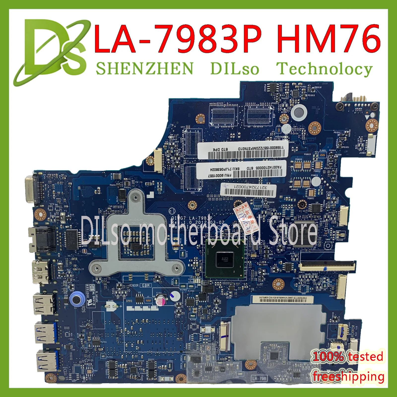 KEFU LA-7983P для lenovo G780 для lenovo QIWG7 LA-7983P HM76 PGA989 DDR3 материнская плата Тесты оригинальная материнская плата
