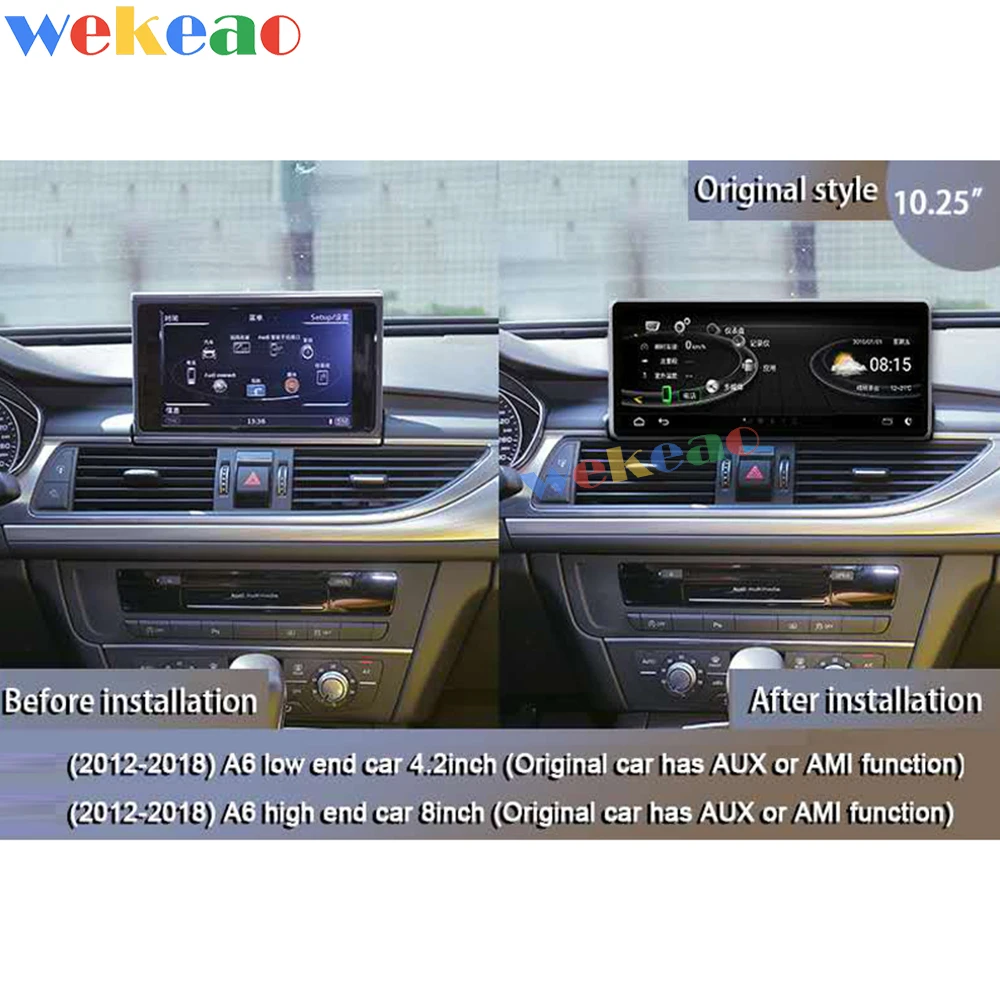 Автомагнитола Wekeao с сенсорным экраном 10 25 дюйма 1 Din Android 9 0 для Audi A6 A6L S6 Dvd плеер 4G GPS