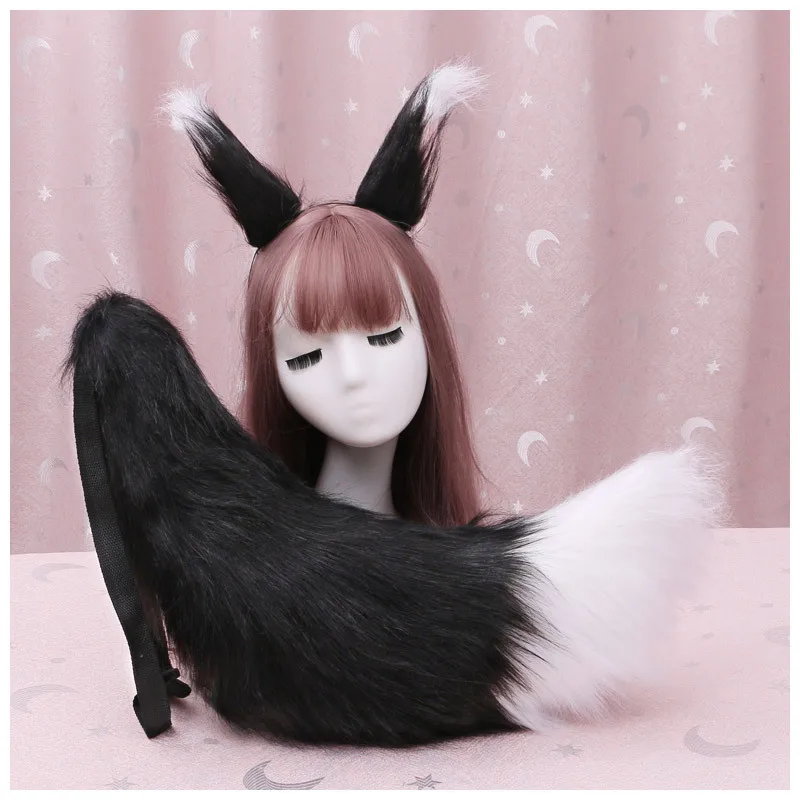 cosplay wolf tail plush fox ears dog foxtail halloween party performance props accessories animal |