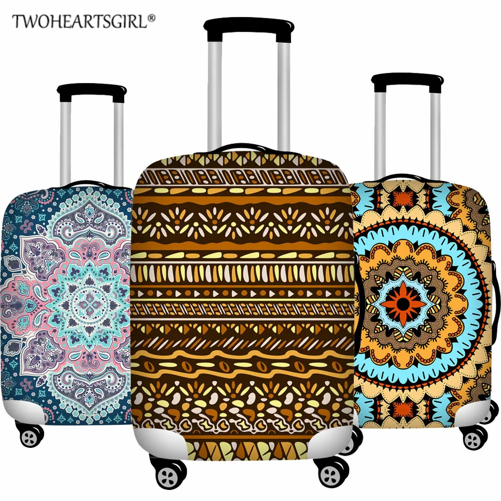 

Эластичный Защитный чехол для багажа twoheart sgirl в этническом стиле, для чемоданов на колесиках 18-32 дюйма, пылезащитный винтажный Чехол