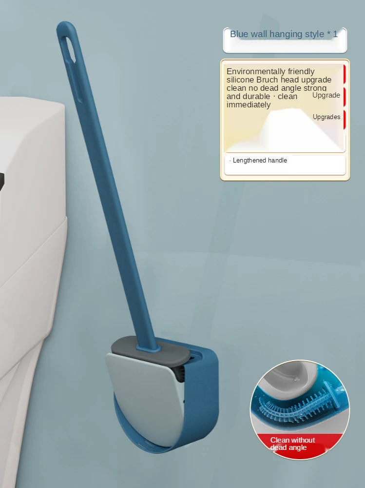 

TT Toilet Brush No Dead Angle Toilet Silicone Brush Useful Tool Wall-Mounted Household Cleaning Wall-Mounted