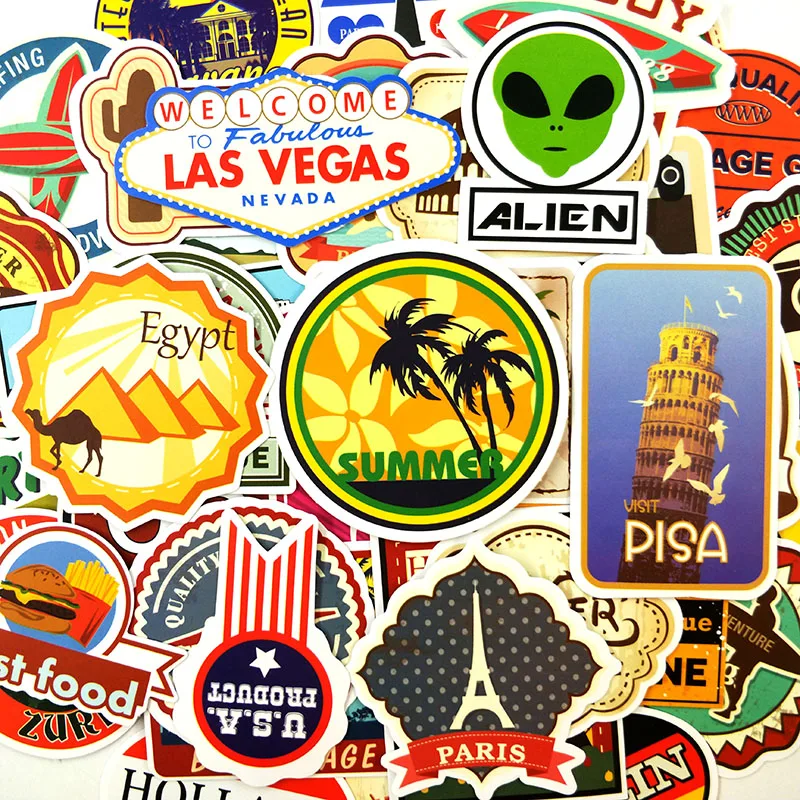 100 шт./упак. Дорожная карта мира граффити Стикеры s для мотоцикла ноутбука чемодан