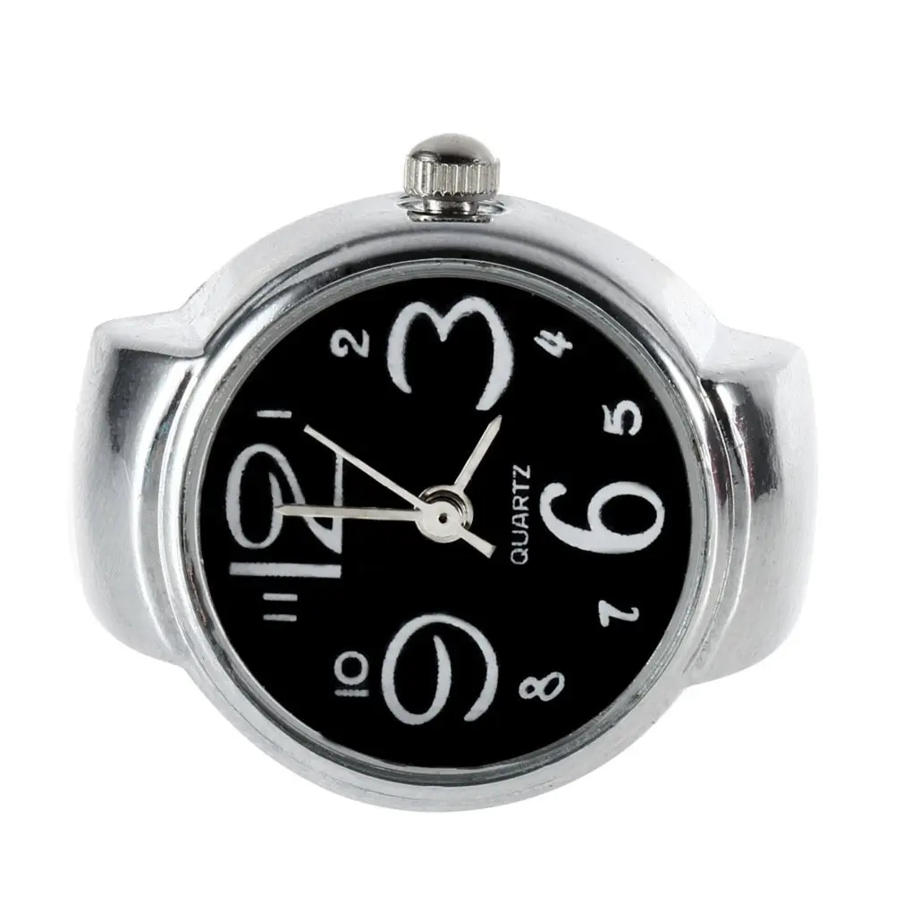 Креативные модные стальные круглые эластичные кварцевые часы с кольцом на палец