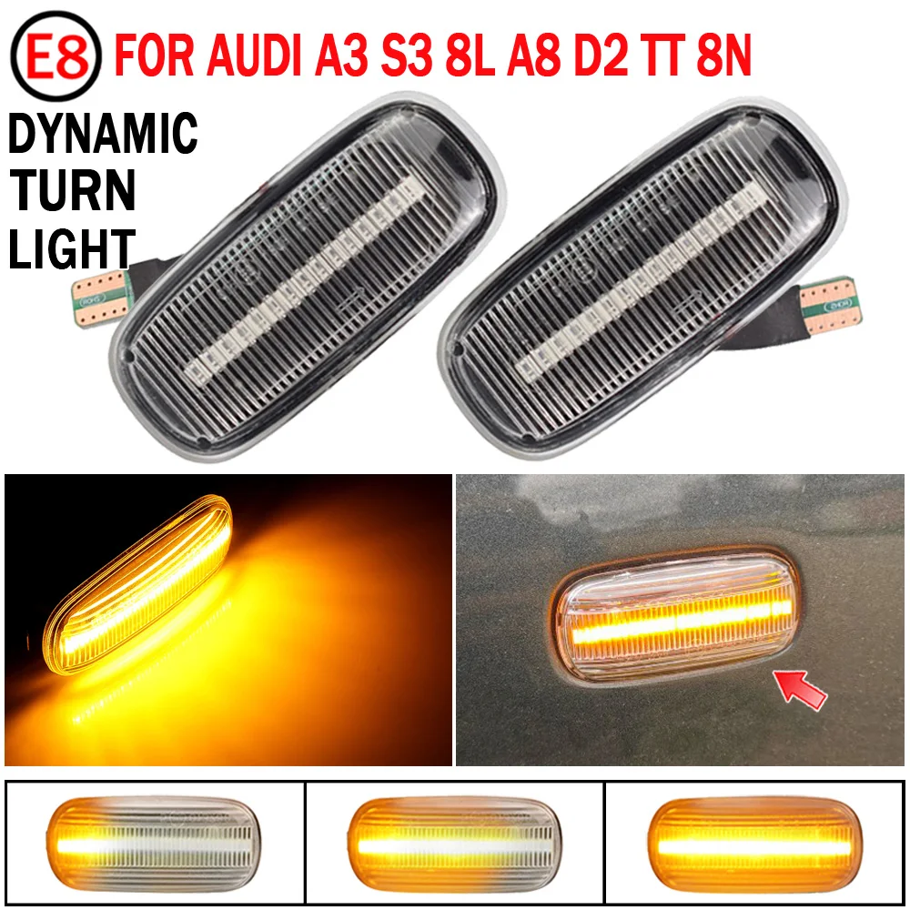 

2pcs LED Side Fender Dynamic Turn Signal Light Marker Lamp For Audi A3 S3 8L 2000-2003 A8 D2 1999-2002 TT 8N 2000-2006