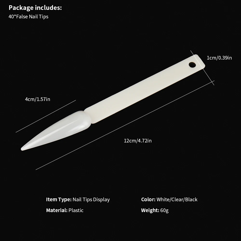 40 шт. белый/прозрачный/черный острый Веерообразный дизайн ногтей накладные Типсы