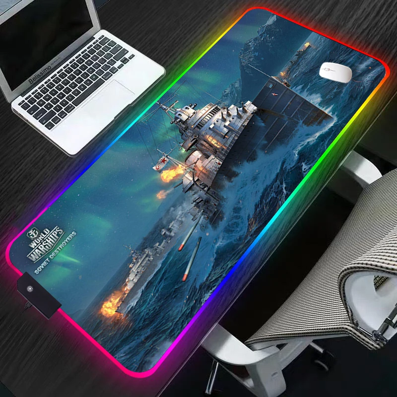 

Latest RGB Keyboard Desk Mat Anime World Of Warships Mouse Mat Gaming Mousepad XL high Speed mouse pads anime mousepads mouse