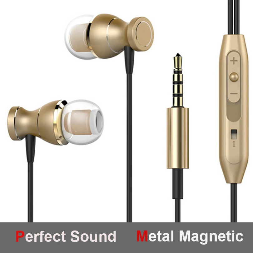 Наушники вкладыши 3 5 мм металлические магнитные наушники 3D стерео звук