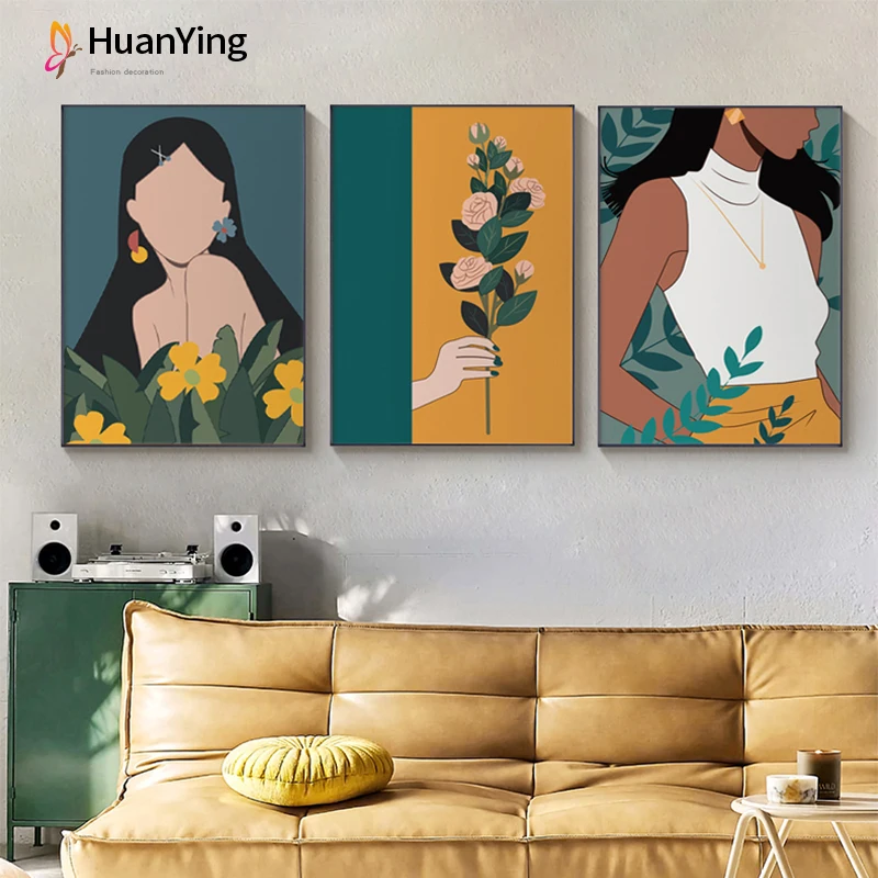 

Abstract modern girls Canvas Painting Pictures and prints Nordic style Home Decoration Wall Art Posters for Living Room Bedroom