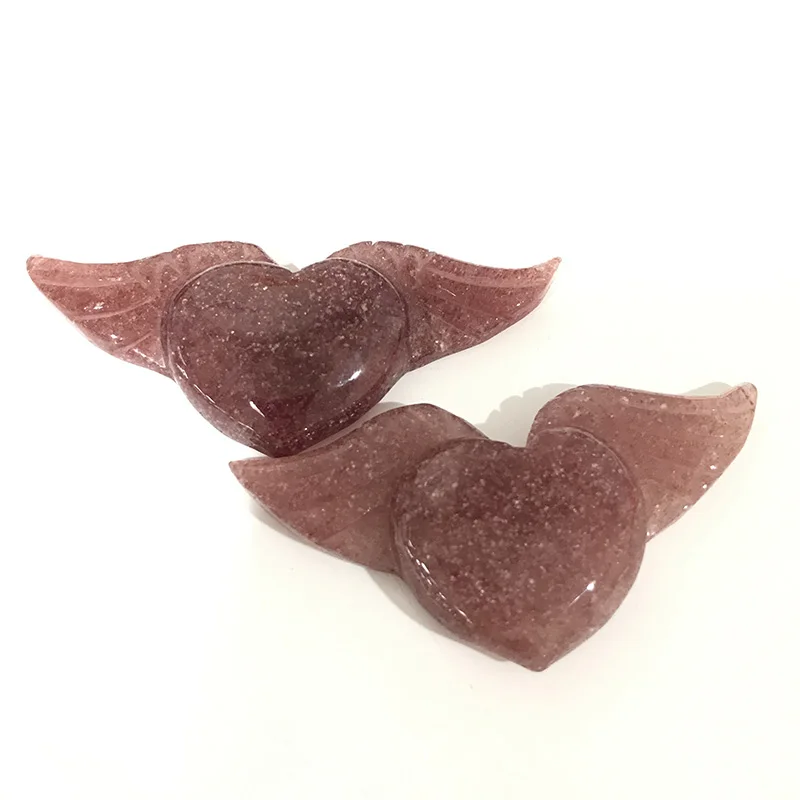 

Красивая Клубника, кварц, летающее сердце, новый продукт, натуральный исцеляющий кристалл, ручная резьба, хороший дизайн для подарков и декора