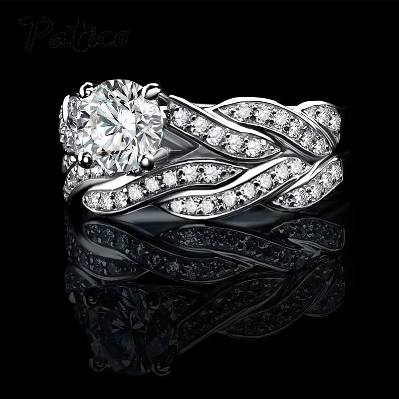 

2pcs/set High Quality 925 Sterling Silver Treading Wave Rings for Women Girls Wedding Engagement Silver Jewelry Gift