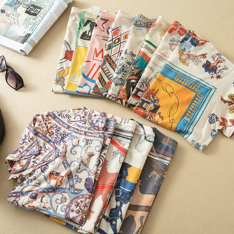 Новая футболка с принтом граффити круглым воротником и коротким