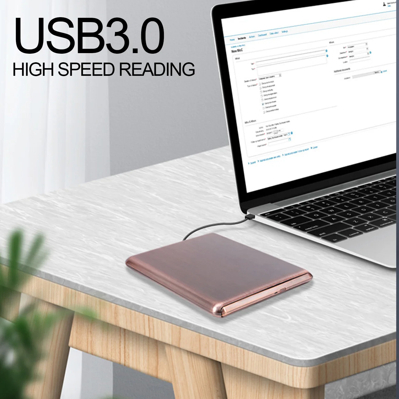 

External DVD Drive USB 3.0 Type C Portable Slim CD/DVD Drive Compatible with Laptop Desktop PC Windows