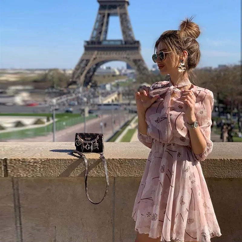 Женское богемное Бандажное платье с цветочным принтом Элегантное повседневное