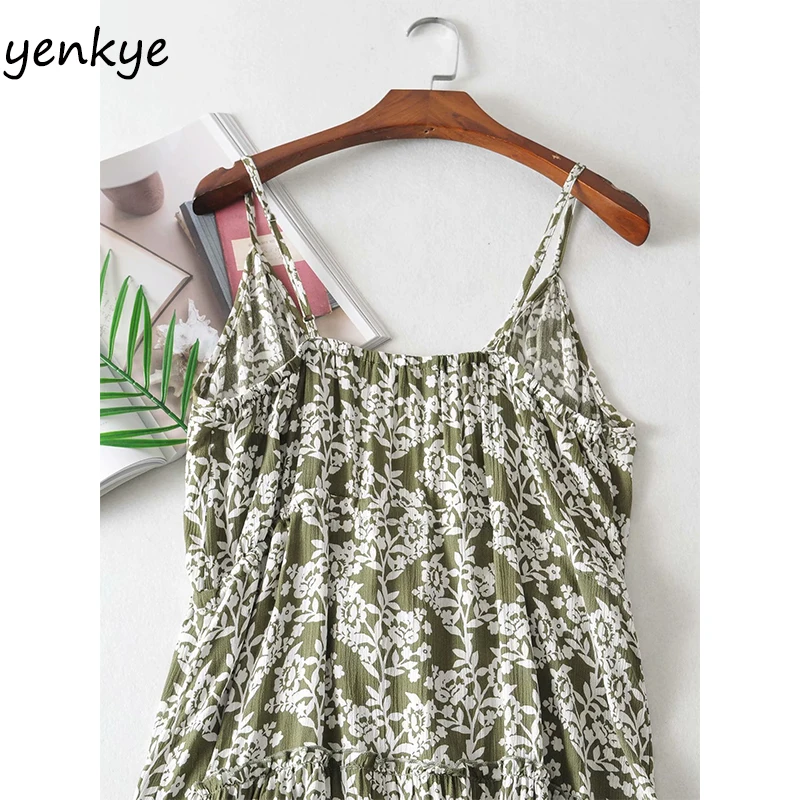 

Vintage Floral Print Holiday Beach Dress Women Sexy Backless Deep V Neck Sleeveless Drawstring Waist A-line Short Dress Summer