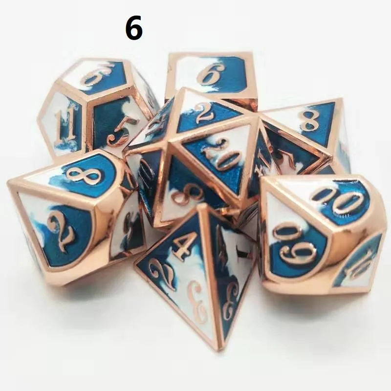 Новейший высококлассный 7 шт./компл. игральные кости DND набор dados rpg игральные кости настольная игра d20 dobbelstenen dados rol металлические многогранные игральные кости