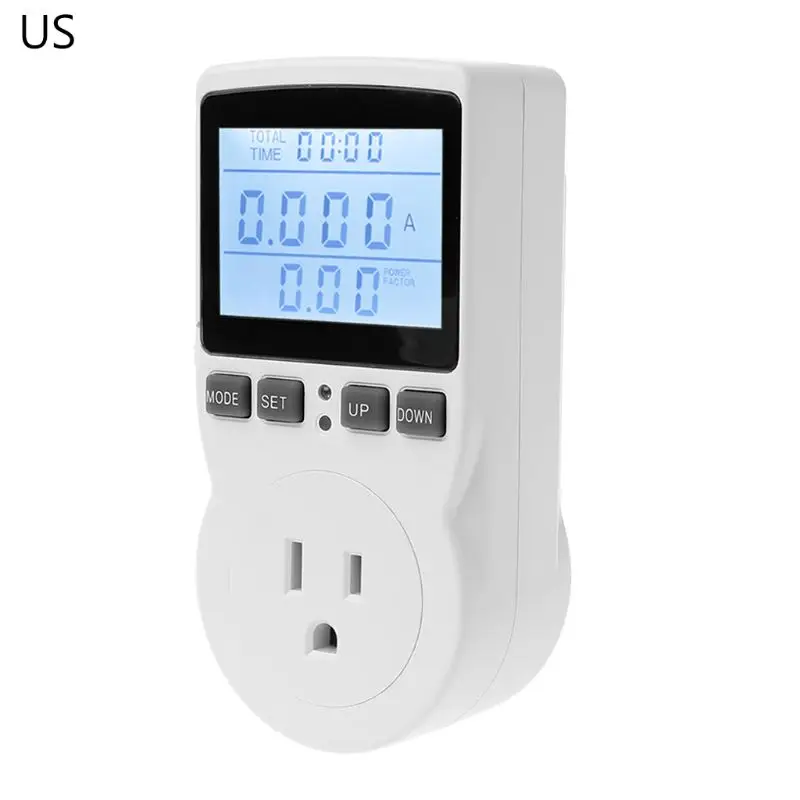 1pc Backlight Power Meter Socket EU/US/UK Plug Energy Current Voltage Watt Electricity Cost Measuring Monitor Outlet | Инструменты