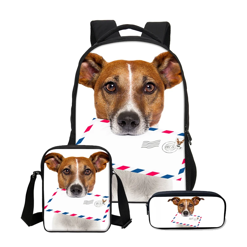 

2020 New Hot 3pcs/Set Shoulder Bags Girls Cute Dog Prints Bag School Backpack Children Combination Bookbag Fashion Daily Mochila