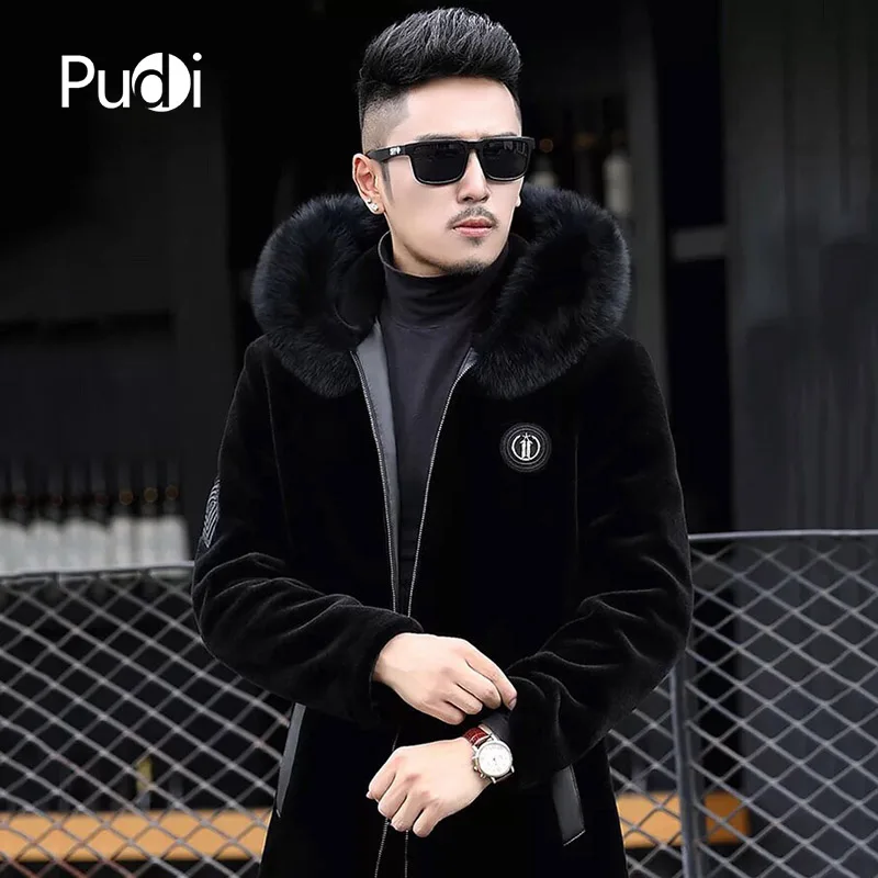 PUDI мужские пальто Зимняя Новая мода шерсть Длинные куртки с капюшоном Осень Зима Повседневная Верхняя одежда MT804