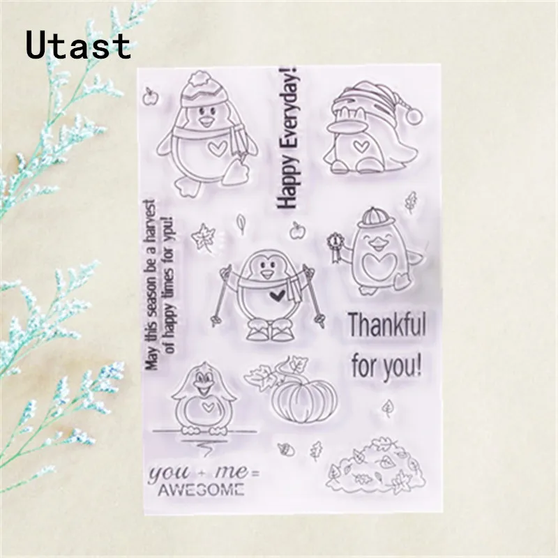 Прозрачные силиконовые штампы в виде тыквы и пингвина/прозрачный резиновый