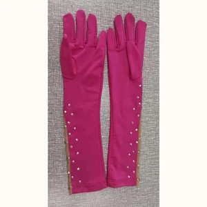 Детские длинные перчатки без рукавов для фигурного катания, взрослые перчатки из полиамидного волокна, блестящие стразы
