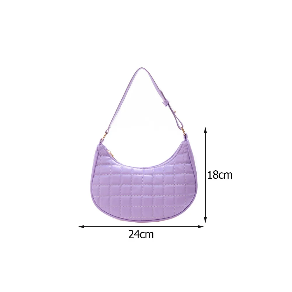 

Retro Women Checker Pattern Underarm Bag Solid Color PU Leather Hobos Purses Summer Shoulder Bag for Women Wallet