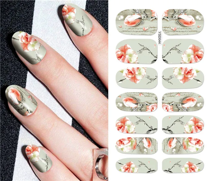 

Nail sticker art decoration Flower Rose slider adhesive Water Transfer decals manicure lacquer art accessoires polish foil