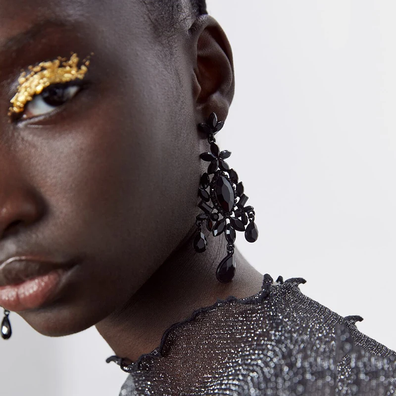 2019 ZA новые трендовые Кристальные висячие серьги женские свадебные массивные