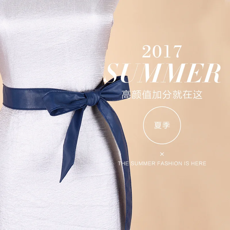 

Women's PU Leather Bow No-buckle Belt dress belt Lengthened waistband