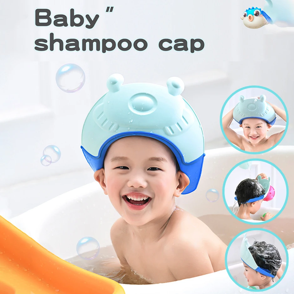 

Регулируемая Шапочка для детского шампуня для душа от креветок мультяшная шапочка для мытья волос защита ушей для детей насадка для душа