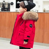 2022 new boys down jacket winter thick warm outerwear boys kids parka real fur hooded snowsuit childrens glothes 10 12 14 year