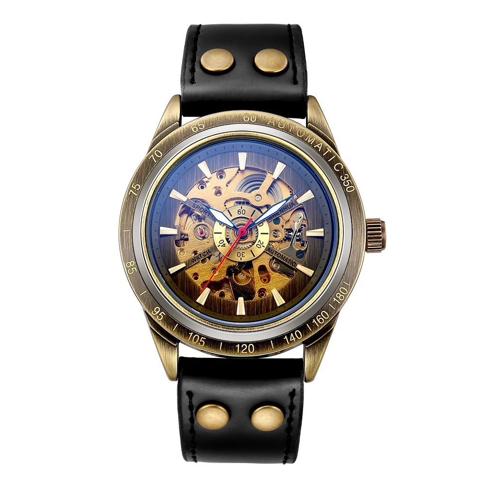 Часы скелетоны Мужские механические с автоподзаводом прозрачные винтажные