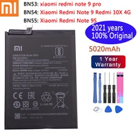 100 original 5020mah bn53 bn54 bn55 replacement battery for xiaomi redmi note 9 9 pro 9pro 9s bateria mobile phone batteries
