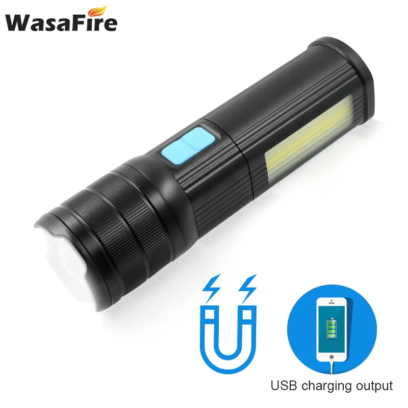 5pcs/lot XML L2+COB White/Red/Blue Working Torch Waterproof Zoom Led Flashlight 3-Mode Rechargeable Linterna for Camping | Лампы и
