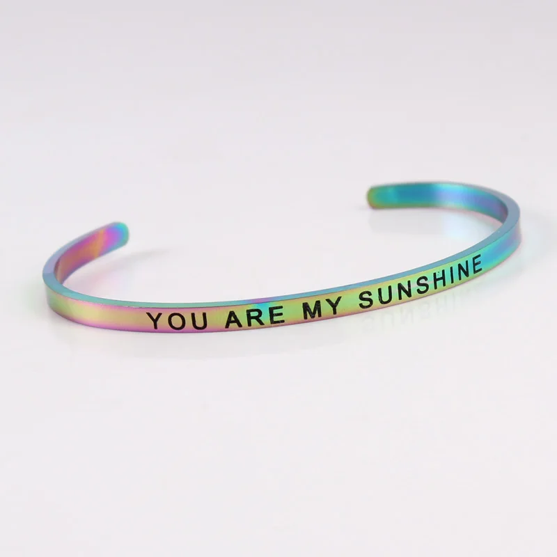 1 шт. 4 мм из нержавеющей стали c радужным барный браслет Выгравированный