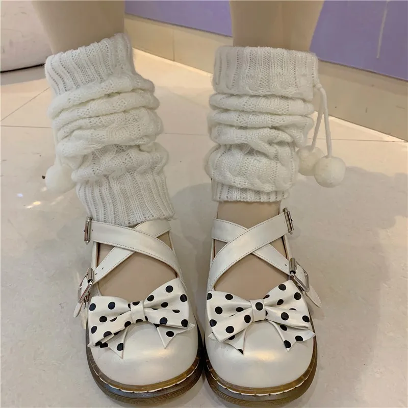 

Dot Pattern Sweet Girls Bow Female Kawaii Tea Party Japanese Cute Anime Lolita Shoes Women Harajuku Feminine Cosplay Big Size 41