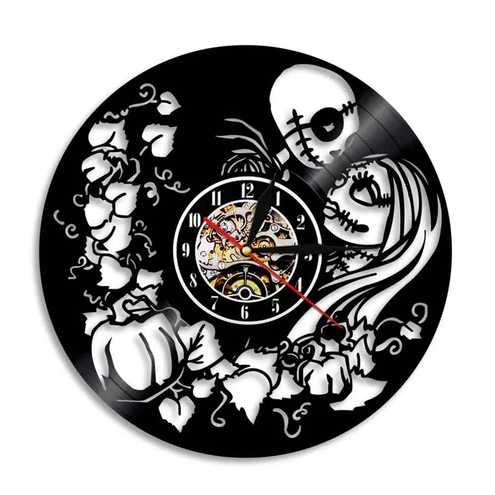 Christmas Characters Silent Movement Vinyl Record Wall Art Clock Pumpkin Forest Town Room Decor Watch Exclusive Christmas Gift