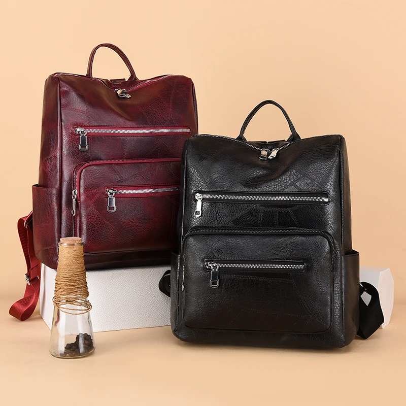 

Women's Backpack New Korean Version Backpack Female the Wild Fashion Woman School Bag Leisure Travel Leather Large Backpacks