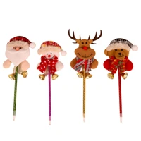 5pcs10pcs 23cm christmas decorations diy santa snowman deer bear creative bell pen pupils children christmas gifts