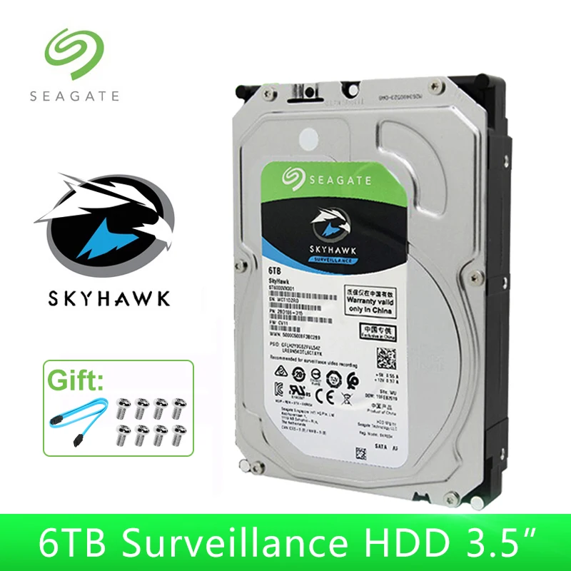 Seagate SkyHawk 6 ТБ жесткий диск наблюдения 3 5 дюйма 7200 об/мин SATA ГБ/сек. 256 МБ кэш