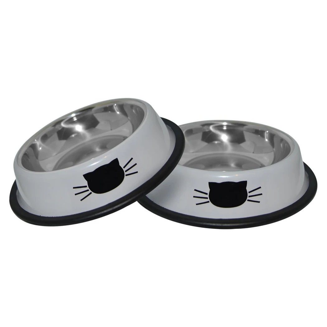 2 шт. миска для домашних животных из нержавеющей стали корма собак кошек водная