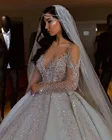 Женское свадебное платье It's yiiya, блестящее бальное платье с длинными рукавами и кристаллами, расшитое бисером, на лето 2021