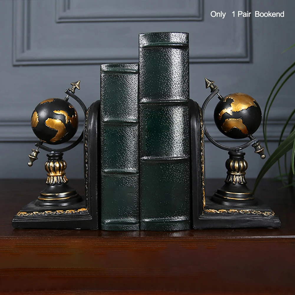 

1pair For Shelves Support Resin Office Accessories Gift Decorative Bookends Ornaments Craft Home Cabinet Desktop Rustic Globe