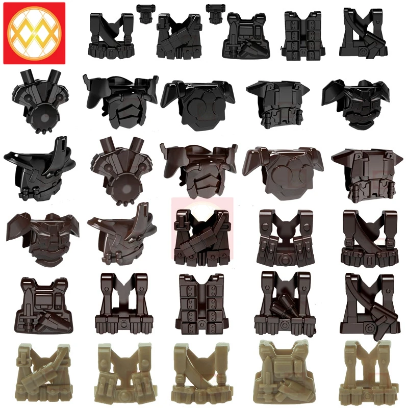 10 шт. WW2 MOC солдат Gunner жилет военный спецназ строительные блоки кирпичи