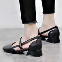 coolulu 2020 square toe low heel women pumps casual shoes synthetic elegant outdoor buckle women pumps shoes ladies size 34 43