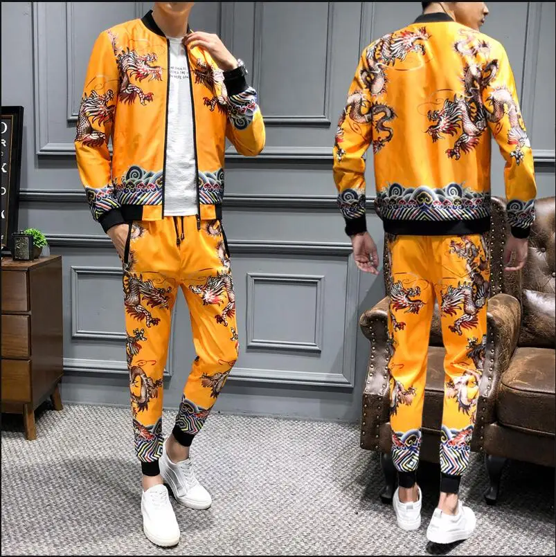 

Мужской комплект одежды для бега, желтого и золотого цвета, большие размеры