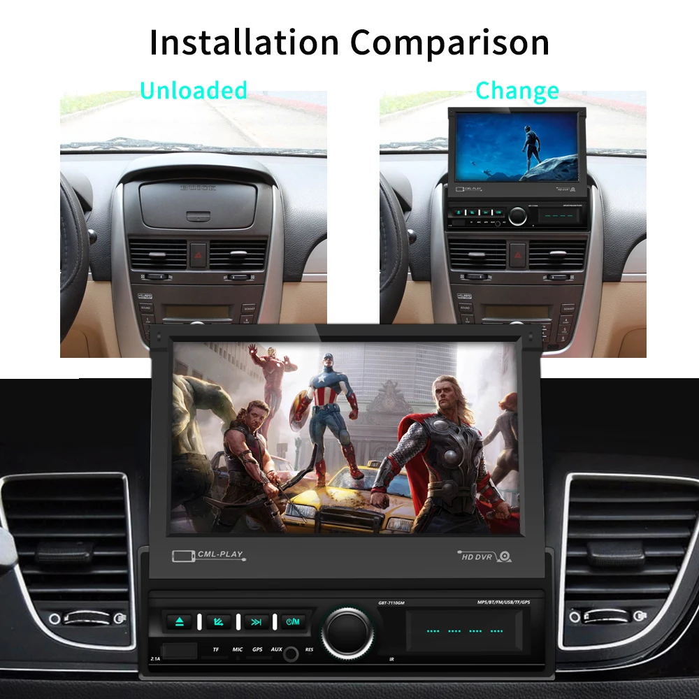 Автомагнитола Podofo 1DIN 7 дюймов GPS Android IOS Mirrorlink автомобильный мультимедийный плеер
