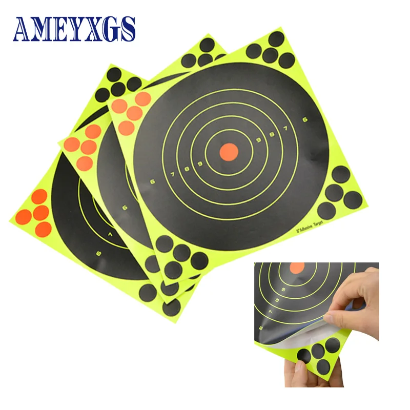 

10pcs Target Papers Archery Splash Fluorescent Adhesive Paper Practice Shooting Accessories For Bow and Arrow Hunting Training