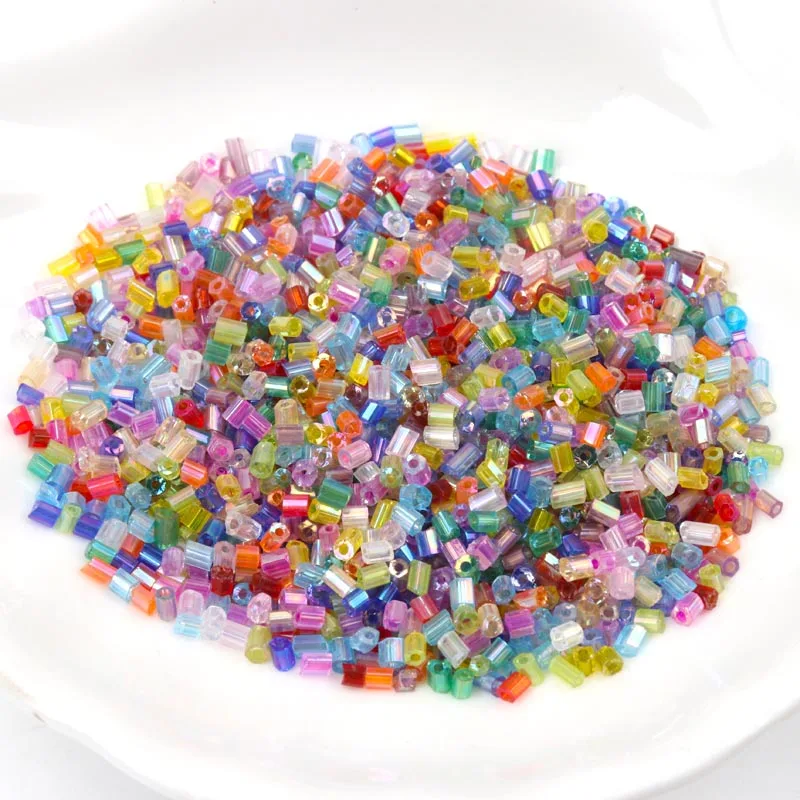 Кристальные стеклянные бусины-разделители 15 цветов AB 2 х3 мм 700 шт. чешские