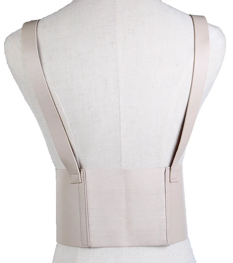 

Women's Strap Harness Vintage Waist Cincher with Straps Wide Corset Belt Vintage Lady Faux Leather Belt Stretch Waistband